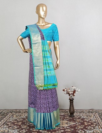 Trendy dark purple patola silk saree for wedding seasons