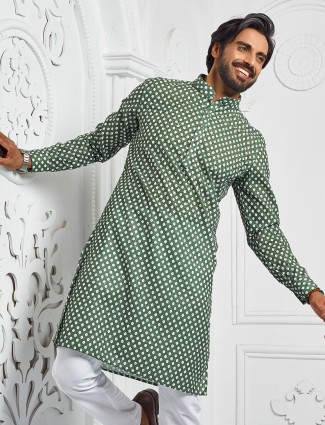 Trendy printed green kurta