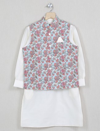 Trendy red and green printed cotton silk waistcoat set