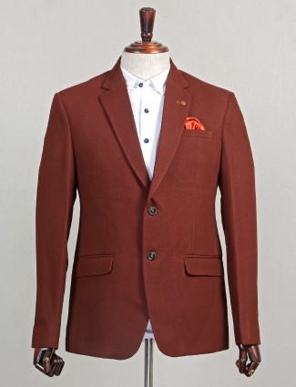 Two buttoned rust orange blazer for men