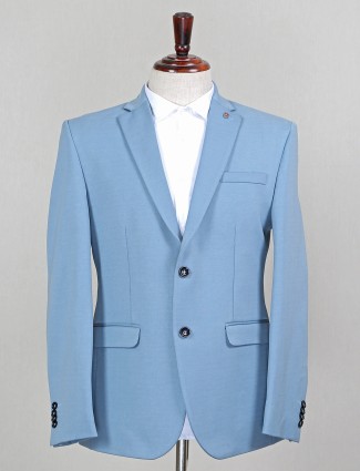 Two buttoned sky blue blazer for mens