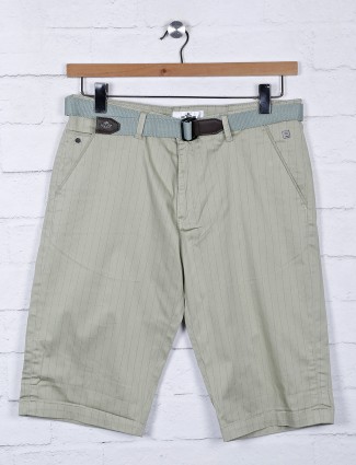 TYZ stripe pista green cotton shorts