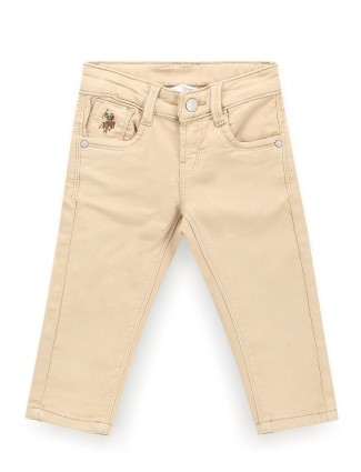 U S POLO ASSN cream solid slim fit jeans