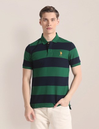 U S POLO ASSN green and black stripe t-shirt