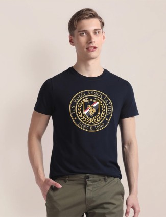 U S POLO ASSN navy printed cotton t-shirt