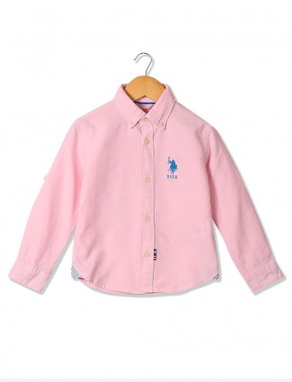 U S Polo Assn solid pink buttoned down shirt