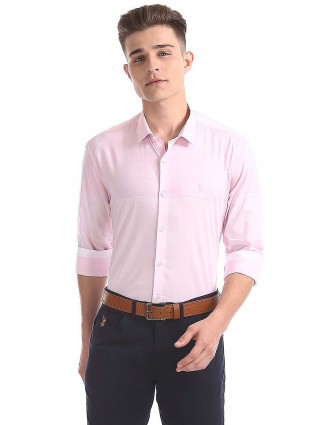 U S Polo pink hue solid shirt