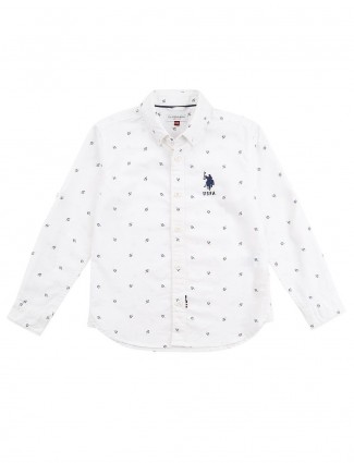 U S Polo white printed pattern shirt