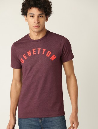 UCB maroon round neck cotton t-shirt