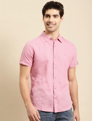 UCB pink linen casual shirt for men