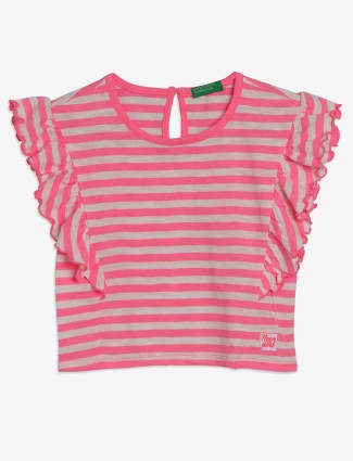 UCB pink stripe cotton crop top