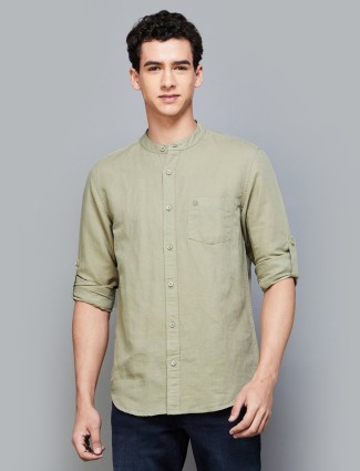 UCB pista green linen shirt