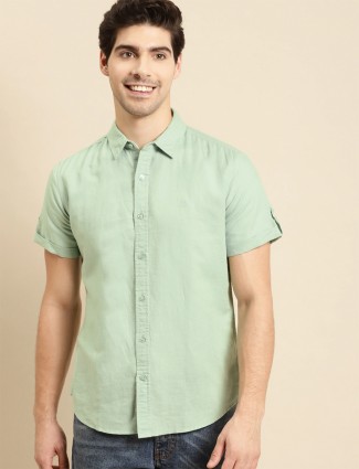 UCB presented green casual shirt in linen