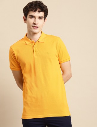 UCB solid yellow cotton casual shirt