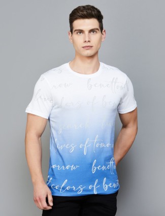 UCB white and blue shaded printed t-shirt