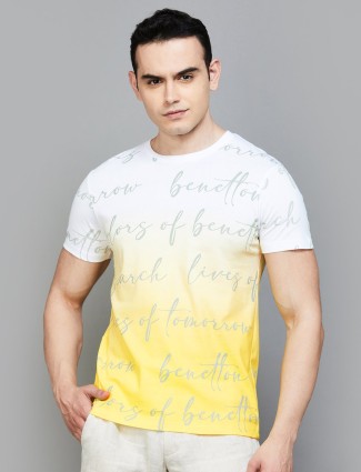 UCB white and yellow shaded printed t-shirt