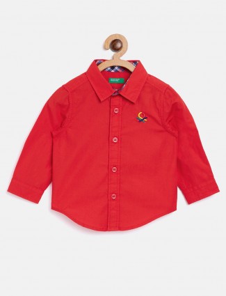 United Colors of Benetton red casual solid shirt