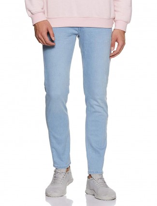 United Colors of Benetton solid sky blue skinny fit jeans