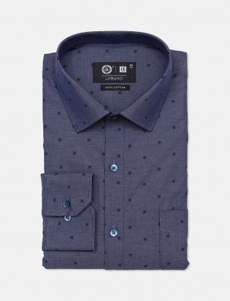Urbano blue printed cotton shirt