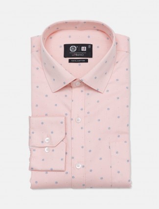 Urbano pink printed cotton mens shirt