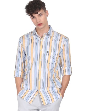 US Polo cotton striped white and yellow mens shirt