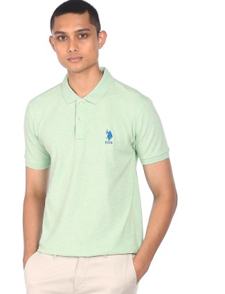 US Polo slim fit solid cotton T-shirt in light green