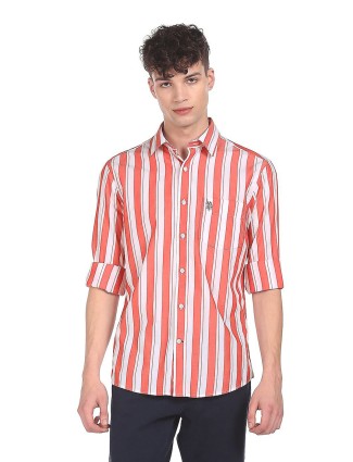 US Polo white color striped cotton shirt