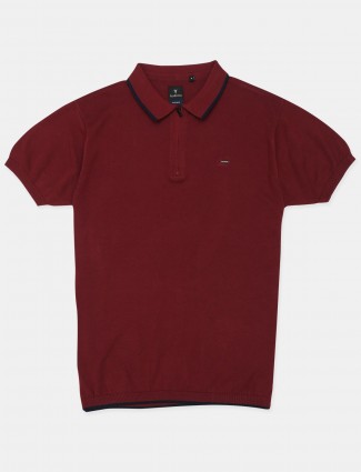 Van Hausen maroon shade solid style t-shirt