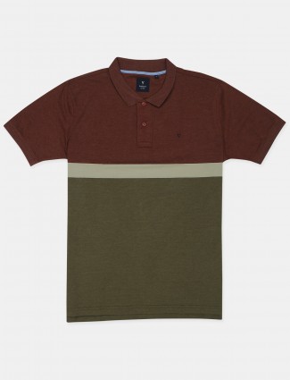 Van Hausen presented solid style maroon and green shade t-shirt