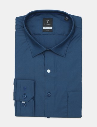 Van Heusen solid blue color cotton formal shirt