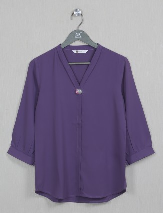 Violet solid georgette casual wear women top
