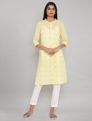 W blonde yellow printed casual wear fancy kurti