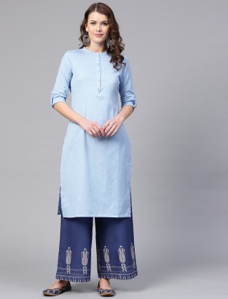 W blue hue cotton fabric kurti