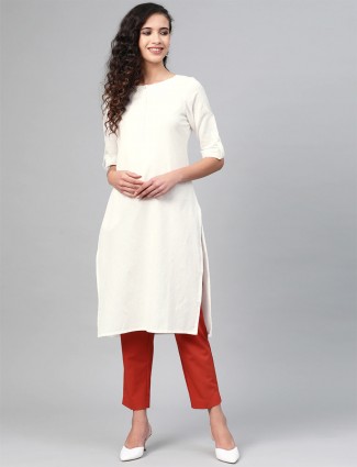 W Casual wear hue kurti in solid beautiful white