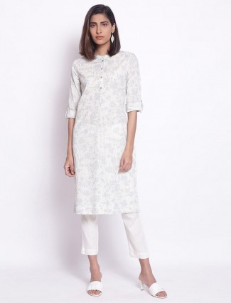 W Innovative white casual wear womens printed kurti