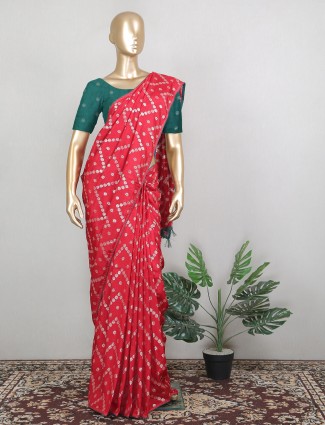 Wedding ceremonies silk sari in traditional red