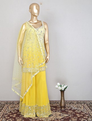 Wedding events corn yellow georgette palazzo set for women