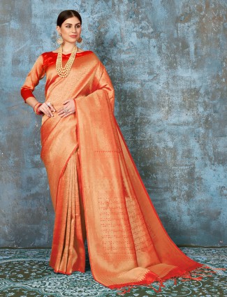 Wedding occasions red designer kanjivaram silk saree