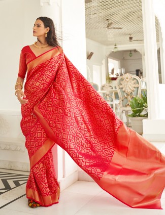 Wedding seasons banarasi silk saree in grand red