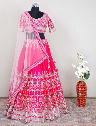 Wedding wear magenta hue lehenga choli for womens
