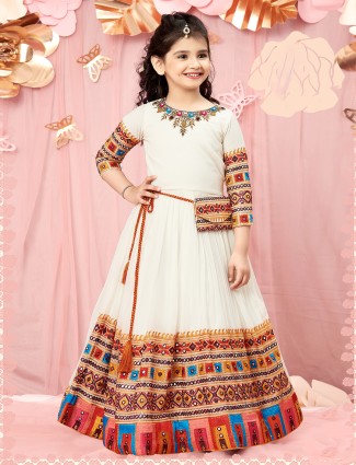 White amazing georgette anarkali suit for girls