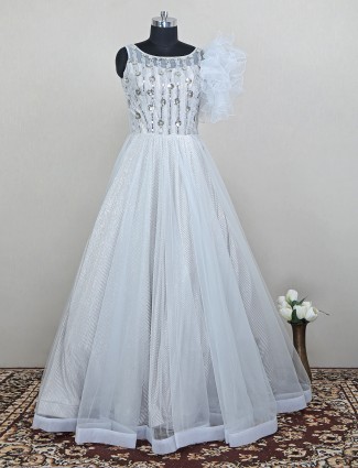 White attractive designer net gown for party season