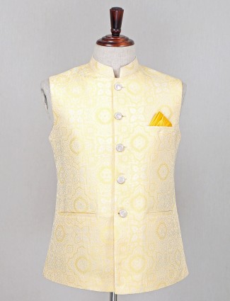 Yellow cotton silk mens waistcoat