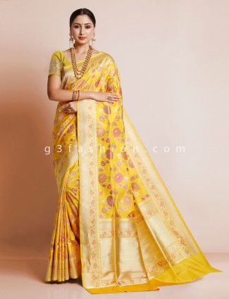 Yellow uppada silk for wedding look