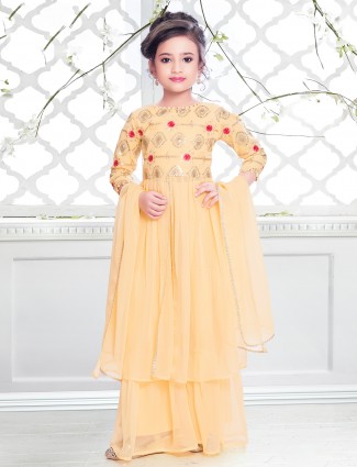 Yellow shade wedding wear palazzo suit for pretty girls