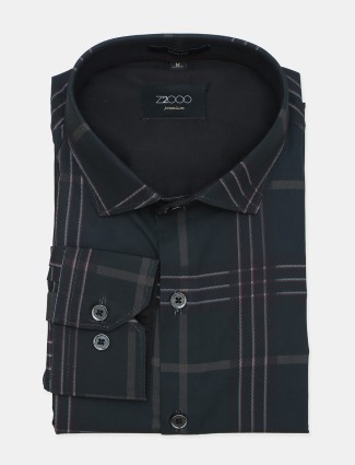 Z2000 checks style black cotton formal wear shirt