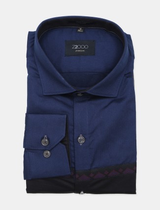 Z2000 presented solid dark blue cotton shirt