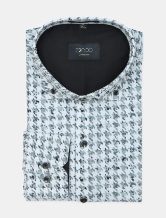 Z2000 printed white color formal cotton shirt