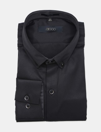 Z2000 solid black cotton formal wear shirt