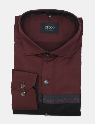 Z2000 solid brown cotton formal slim fit shirt for mens